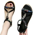thumbnail image 3 of asddcavvf Chaussures pour Femmes Sandales Plates Bout Rond Confortables Sandales Souples Sandales de Plage Plates, 3 of 9
