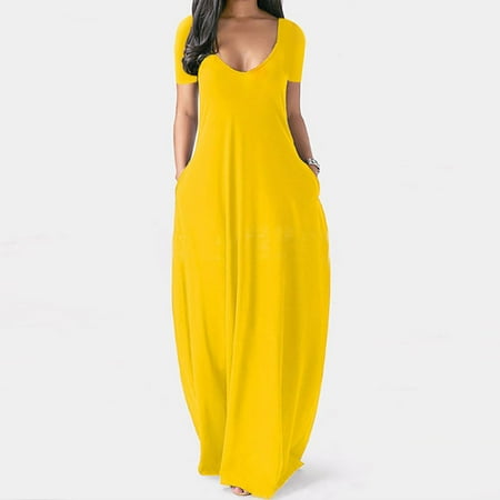 

Nightgown for Womens Sleepwear Pockets Loose Long Dress Comfy Loungewear Nightshirts Pajama Dress Claret L Yellow 5XL