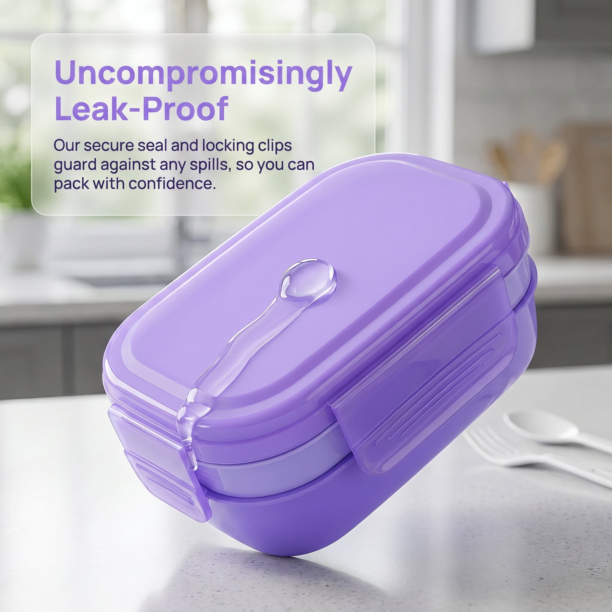 Unique Bargains Multi-Layer Leak-Proof Meal Lunch Bento Box Purple