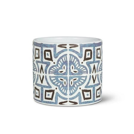 Abbott Collection AB-27-PARADE-865-SM 4.5 in. Tile Pattern Planter  White & Blue - Small