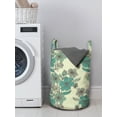 thumbnail image 3 of Vintage Laundry Bag, Hatched Style Pastel Flowers on Polka Dots, Hamper Basket with Handles Drawstring Closure for Laundromats, 13" x 19", Cream Multicolor, by Ambesonne, 3 of 4