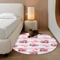 thumbnail image 2 of Round Rug 4Ft Washable Non-Slip, Pink Roses Circle Area Rugs for Living Room Bedroom, Valentine's Day Love Floral Stripes Romantic Indoor Floor Mats Carpet Runner for Home Decor Aesthetic, 2 of 8