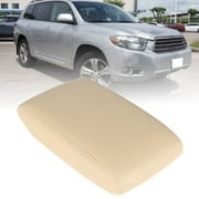 ALL-CARB Beige Leather Front Center Console Cover Armrest Lid Replacement for 2009-2014 Highlander