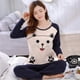 thumbnail image 4 of Conjunto de pijamas finos de 2 piezas para mujer, 2022 algodón, cuello redondo, conjuntos de pijamas para niñas, taza de té, gato, ropa de dormir completa, Tops para dormir sin ropa, 4 of 4