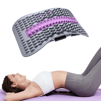 Back Stretcher for Lower Back Pain Relief, 4 Level Adjustable Lumbar Back Cracker Board, Back Cracking Device, Back Massager for Scoliosis, Spine Decompression and Lumbar Decompression(Grey&Pink)