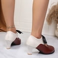 thumbnail image 6 of Abomasnow Women's Round Toe Two Tone Mary Jane Heels Ribbon Bow Tie Block Heel Dress Shoes Vintage Brogue Pumps for Party Daily Wear, 6 of 8