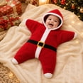 thumbnail image 5 of GiLiling Baby Starfish Onesie Christmas Newborn Romper Fleece Starfish Onesie Starfish Baby OutfitLong Sleeve Romper Cute Funny Bodysuit (Red, 9 Months), 5 of 7