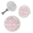 thumbnail image 2 of 4 Pcs Rainbows on Pink Knobs for Kitchen Cabinet Cupboard Dresser Bookcase Drawer Pulls Handles Round Home Decor, 2 of 5