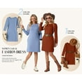 thumbnail image 5 of JWD Dresses for Women Casual Long Sleeve Dress Fall Cozy Travel Airport Outfits Haze Blue XL, 5 of 9