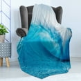 thumbnail image 4 of Ocean Soft Flannel Fleece Blanket, Wavy Ocean Adventurous Surfing Extreme Water Sports Summer Holiday Destination Print, Cozy Plush for Indoor and Outdoor Use, 50" x 70", Aqua White, by Ambesonne, 4 of 5