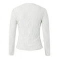 thumbnail image 4 of DuoJiaJ Women's Mesh Top Long Sleeve Neck Sheer Blouse See Through Floral Lace Tops Womenâs Summer Tops White S, 4 of 5