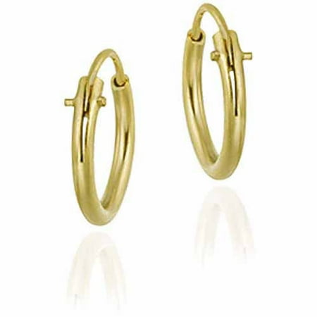 - 10mm 18kt Gold over Sterling Silver Tiny Polished Hoop Earrings