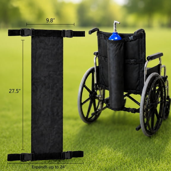 Rongsi Oxygen Tank Holder for Wheelchair - E Cylinder Transport Bag Adjustable Straps Easy to Clean, Heavy Duty, Waterproof Standard Wheelchair size
