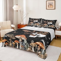 jejeloiu Rustic Plant Mushroom Twin Sheet Sets,Fungus Botanical Bedding For Boys Teens 3 Pieces