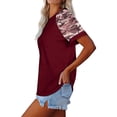 thumbnail image 4 of Pntutb Mujeres tops Sexy O-cuello Imprimir Patchwork Camiseta de manga corta Blusa Pntutb Pntutb-6056, 4 of 8