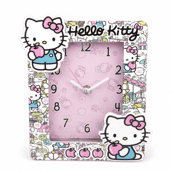 Hello Kitty Pink Analog Tabletop Clock, Battery Operated