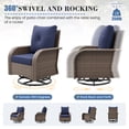 thumbnail image 3 of ELPOSUN 5-Seat Outdoor Patio Furniture Set, 4 Pieces All-Weather Wicker Rattan Outdoor Patio Sectional Sofa with Swivel Rocking Chairs, for Garden,Poolside,Backyard, Brown&Blue, 3 of 9