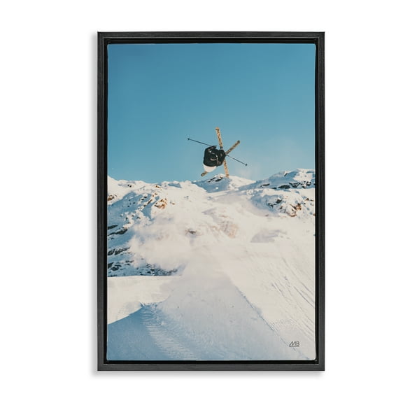 Stupell Industries Snow Day Skiing Sports Photography Black Floater Framed Canvas Art Print Wall Art, 17 x 25