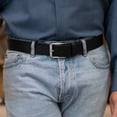thumbnail image 4 of Smoky Mountain Black Leather Belt by Nickel Smart® - Nickel Free Belt Buckle, 1.5 Inch Wide Strap of Full Grain Leather, Casual Black Belt with Hypoallergenic Buckle and Solid Strap, Made in USA, 4 of 9
