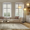 thumbnail image 3 of OUTON 3 Light Floor Lamp,  80" Mordern Standing Lamp with Linen Lamp Shade, Arc Floor Lamp for Living Room, Bedroom, Office, 3 Bulbs Includes(Brown)), 3 of 7