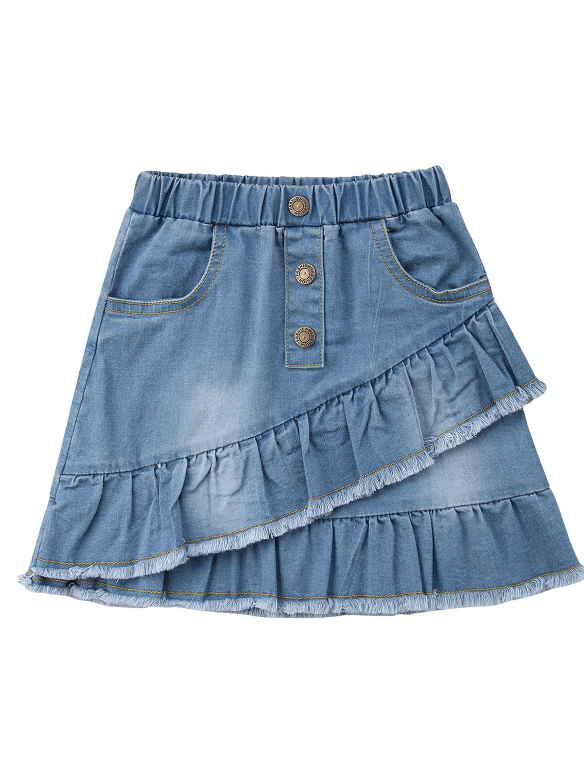 ruffle jean skirt