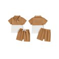 thumbnail image 3 of Aojekbee 2Pcs Baby Boy Summer Outfits Short Sleeve Lapel Collar T-Shirt + Shorts Set Infant Clothes, 3 of 10
