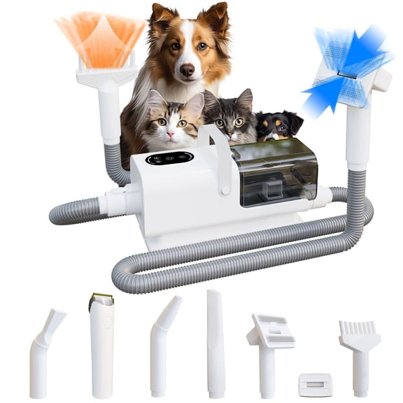 Behome  Professional Dog Vacuum & Dryer for Shedding Grooming, 8 in 1 Dogs & Cats Grooming Kit Tools, 12,000Pa Pet Hair Vacuum for Dogs,Pet Clippers Set