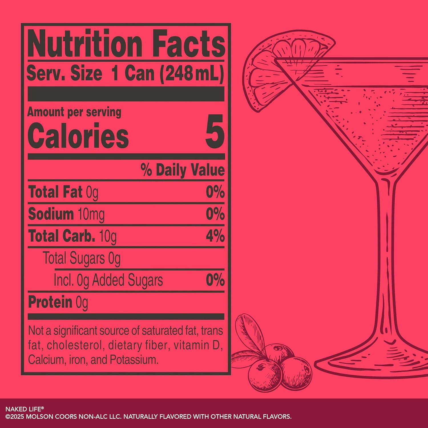 (Pack Of 6) Naked Life Non-Alcoholic Cocktail Cosmo 4 Pack 33.6 Fo