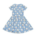 thumbnail image 4 of yuCgh Easter Dress for Girls, Floral Print Short Sleeve Summer Dress with Pocket, Casual Party Dress for Easter Day & Spring Season,Blue 110, 4 of 5