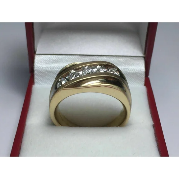 2Ct Round Cut Diamond Lab-Created Men's Engagement Ring 14K Yellow Gold Plated