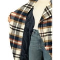 thumbnail image 6 of INSPIRE CHIC Women's Shawl Collar Asymmetrical Hem Belted Plaid Coat XS Brown Blue, 6 of 8