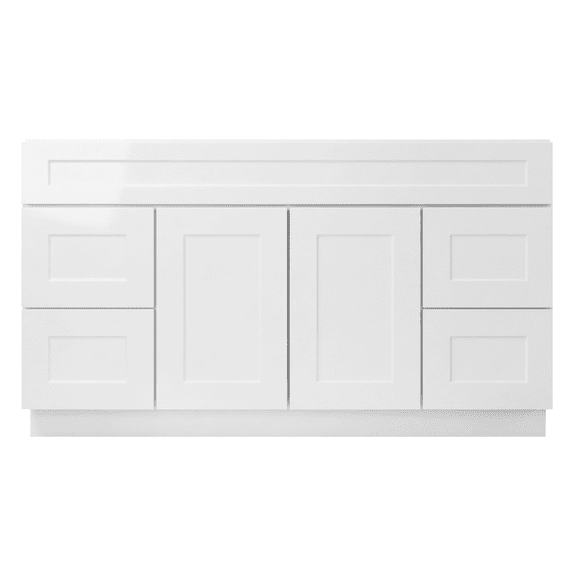 Sterfic RTA 4-Drawer Freestanding Vanity Sink Base, Shaker, White, 60-Inch