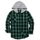 thumbnail image 2 of Chaqueta tipo camisa de franela con capucha ZITY para hombre, negra y verde, talla L, 2 of 6