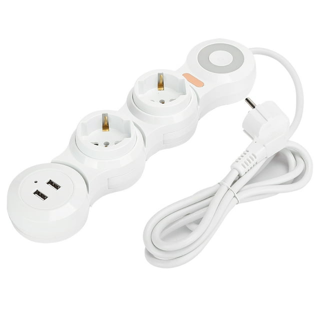 Regleta de alimentación deformación 2 conector cóncavo 10A carga USB enchufe de seguridad UE 220V-250V
