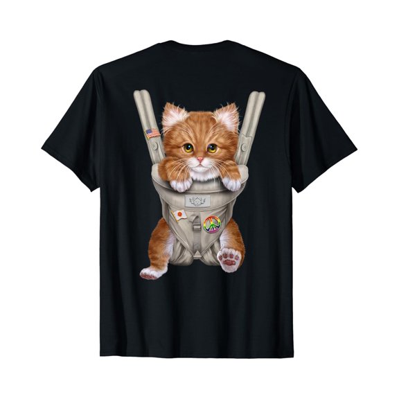 Sam Soft Orange Tabby Cat in Baby Carrier T-Shirt