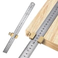 thumbnail image 3 of Almencla 30cm Stainless Steel Ruler with 45 degree Limit Block High Precision Wood Positioning Copper, 3 of 8