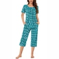 thumbnail image 1 of Rbaofujie Pyjama pour Filles, Col Rond, Imprimé Rayé, Manches Courtes, avec Poches, 1 of 6
