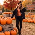 thumbnail image 6 of Halloween Shirts for Women Vintage Broom Flying Witch Shirt Short Sleeve V Neck Basic T-Shirt Casual Pullover Tops,Saffron,S, 6 of 8