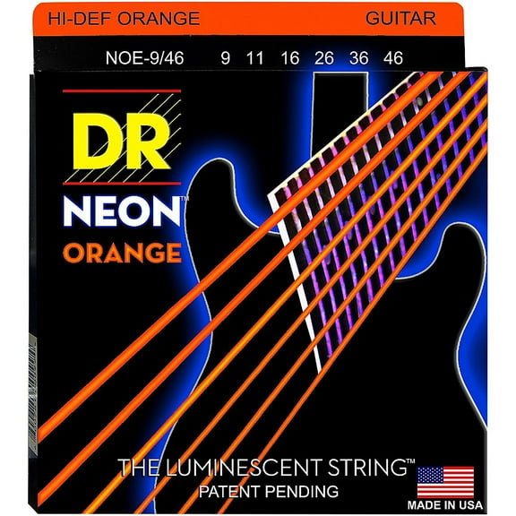 DR Strings Guitar Strings Electric Neon Orange 09-46 Light-Medium