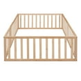 thumbnail image 6 of Gewnee Full Size Toddler Floor Bed,Pine Wood Kids Floor Bed Frame with Fence and Door,Natural, 6 of 8