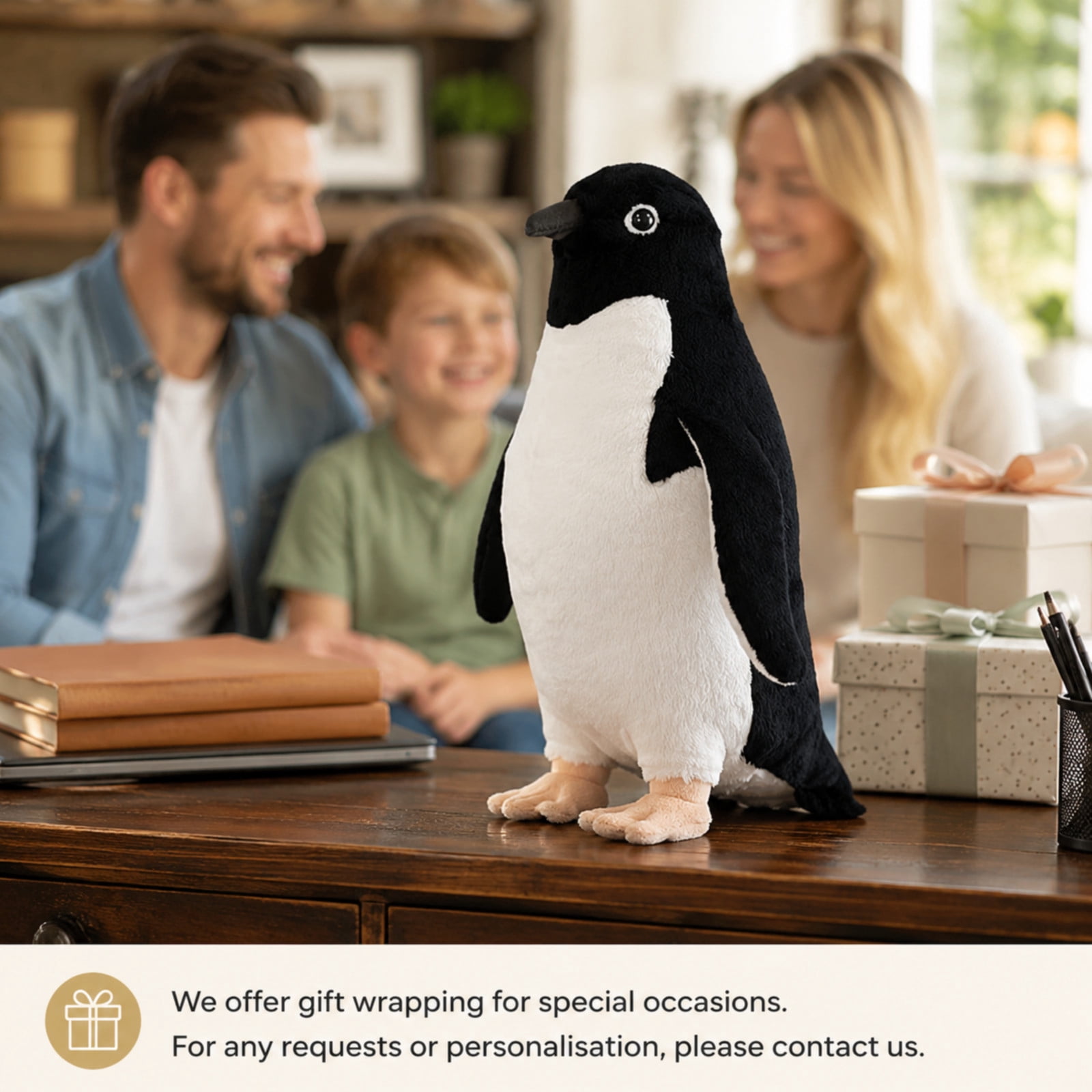 MAOWO Planet Realistic Adélie Penguin Plush Toy, Weighted Base Stuffed Marine Bird with Upright Standing Posture, 30 cm / 12 in