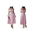 thumbnail image 3 of Women'S Off Shoulder Cocktail Long Zipper Evening Dress Pink S, 3 of 7