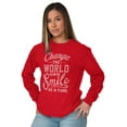 thumbnail image 4 of One Smile At A Time Optimistic Women's Long Sleeve T Shirt Brisco Brands M, 4 of 6