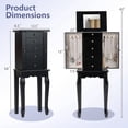 thumbnail image 3 of Gymax Mirrored Armoire Jewelry Cabinet Free Standing Organizer Storage Box Chest Black, 3 of 9