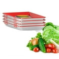 thumbnail image 2 of Smart Food Saver, Reusable Food Storage Transparent Design Preservation Tray, Easy to Clean Stackable Food Tray Keeps Food Fresh, Environmentally Friendly Design (Red + White), 2 of 7