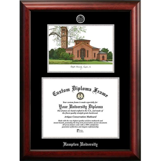 Campus Images VA990LSED-1411 14 x 11 in. Hampton University Silver Embossed Diploma Frame with Lithograph