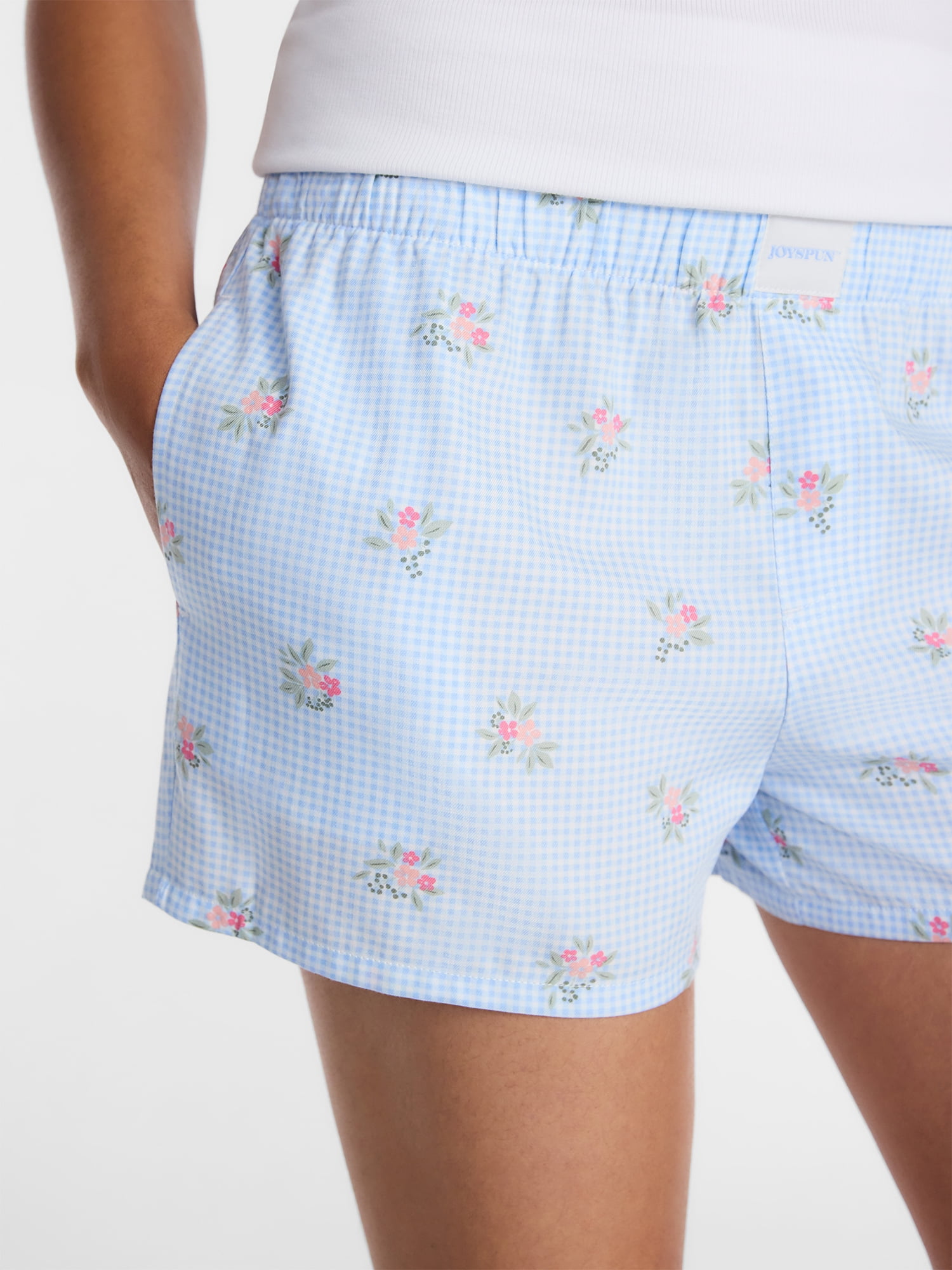 Joyspun Women's Woven Pajama Boxer Shorts, Sizes XS to 2X