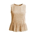 thumbnail image 7 of Admvng Women's Peplum Tank Top Round Neck Gingham Check Sleeveless Ruffle Hem Lightweight Casual Summer Camisole Blouse, 7 of 7