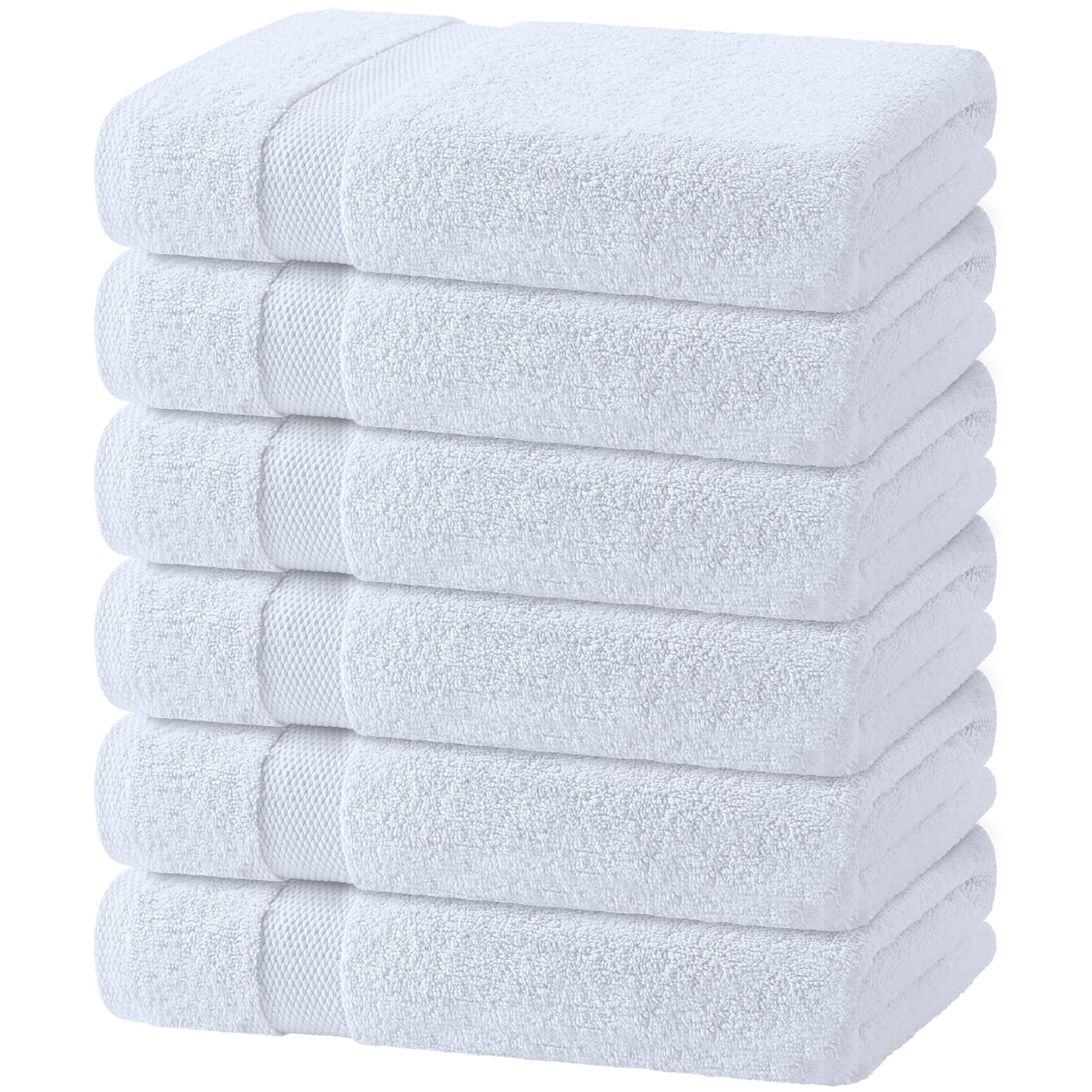White Classic Wealuxe White Bath Towels 24x50 inch, Cotton Towel Set for Bathroom, Hotel, Gym, Spa, Soft Extra Absorbent Quick Dry 6 Pack