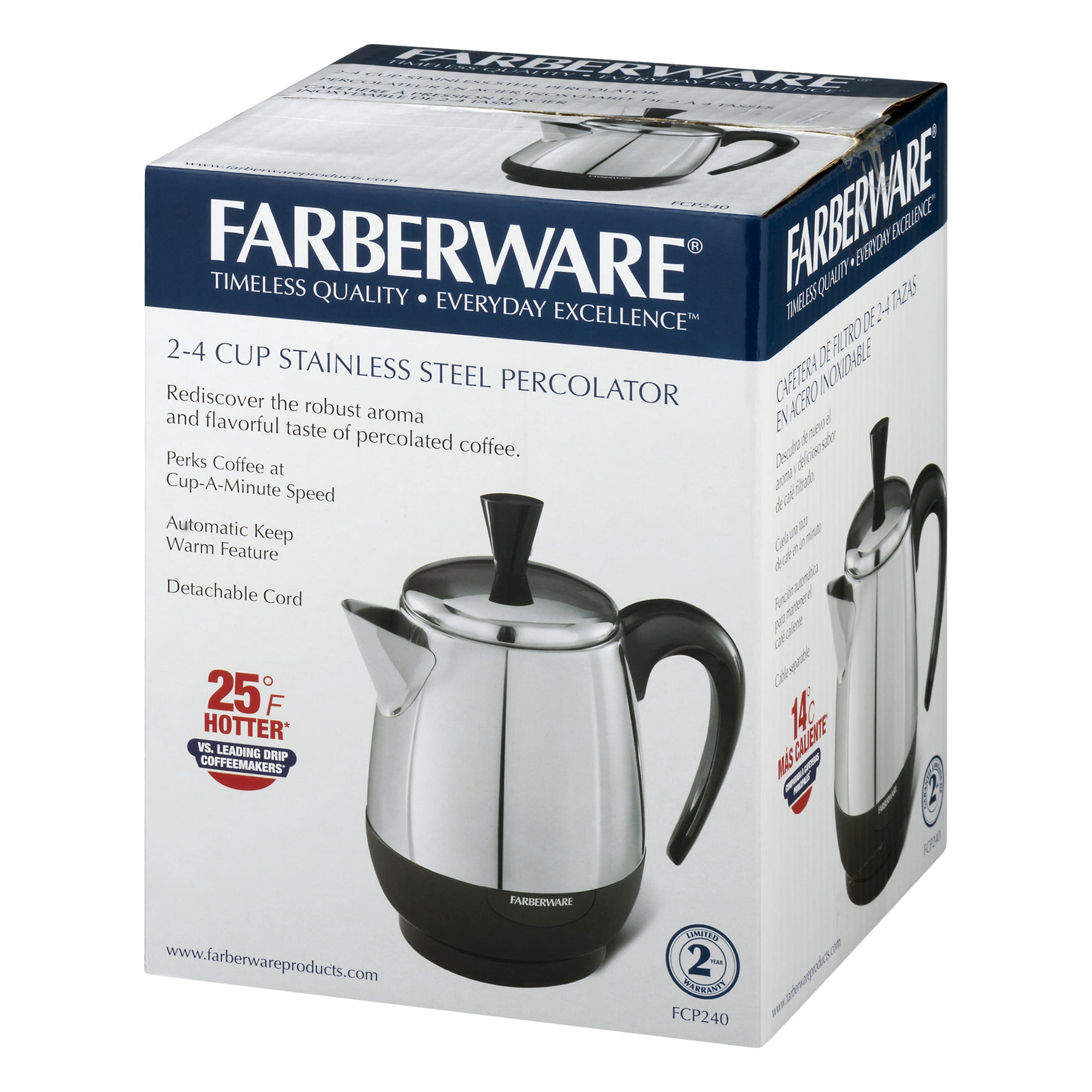 Farberware 2-4-Cup Percolator, Stainless Steel, FCP 240